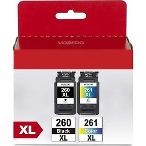 260XL 261XL Replacement for Canon Ink 260 and 261 Ink Cartridges PG260 XL CL261 XL for Canon Pixma TS6420a TS6420 TS6400 TR7020a TR7020 TR7000 TS5300 TS5320 Printer Ink Cartridge (1 Black,1 Color)