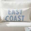 Peryiter Blue Coastal Pillow Cover East Coast Rectangle Towel Embroidery Throw Pillow Cover Lumbar Waist Pillows Case 12 x 24 Inch Decorative Cushion Case for Home Sofa Couch Decor