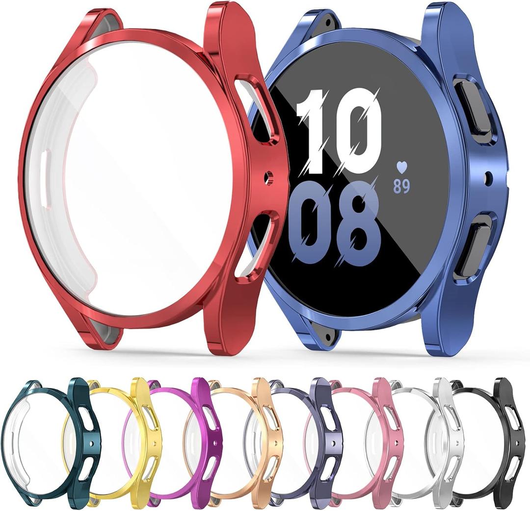 RICHONE [10 Pack] Compatible with Samsung Galaxy Watch FE 4/5 40mm Screen Protector Case, Full Protection Cover Soft TPU Bumper Frame Accessories 10 Colors for Women Men (SM-R900, SM-R860, SM-R861)