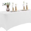 IVAPUPU 6FT Table Cloth for Rectangular Fitted Events Stretch White Table Covers Washable Spandex Spring Tablecloth Protector for Party, Wedding, Cocktail, Banquet, Festival, 1 Piece