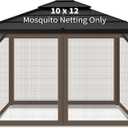 Gazebo Replacement Mosquito Netting Outdoor Universal Gazebo Canopy 4-Panels Screen Sidewalls with Zipper for Patio Garden (Coffee, 10x12)