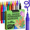 ARTISTRO 20 Oil-Based Permanent Paint Markers - Assorted Sets of Fine and Medium Tip Markers for Wood, Rock, Fabric, Glass, Ceramic, Metal, Plastic, and More - Quick Dry, Waterproof, Permanent