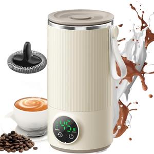 4 in 1 Milk Frother and Steamer with Temperature Control, Automatic Warm and Cold Foam Maker and Milk Warmer for Latte, Cappuccinos, Macchiato, Stainless Steel with Touch Screen, Cordless & Portable