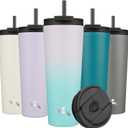 26 OZ Insulated Tumbler with Lid and 2 Straws Stainless Steel Water Bottle Vacuum Travel Mug Coffee CupLavender Green
