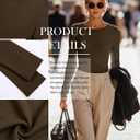 Neer 4 Pack Women's Ribbed Long Sleeve Shirts, Cotton Crew Neck Slim Fit Tops Stretch Knit Casual Base Layer Basic Tee Shirts (Black, White, Dark Khaki, Light Haze Blue)