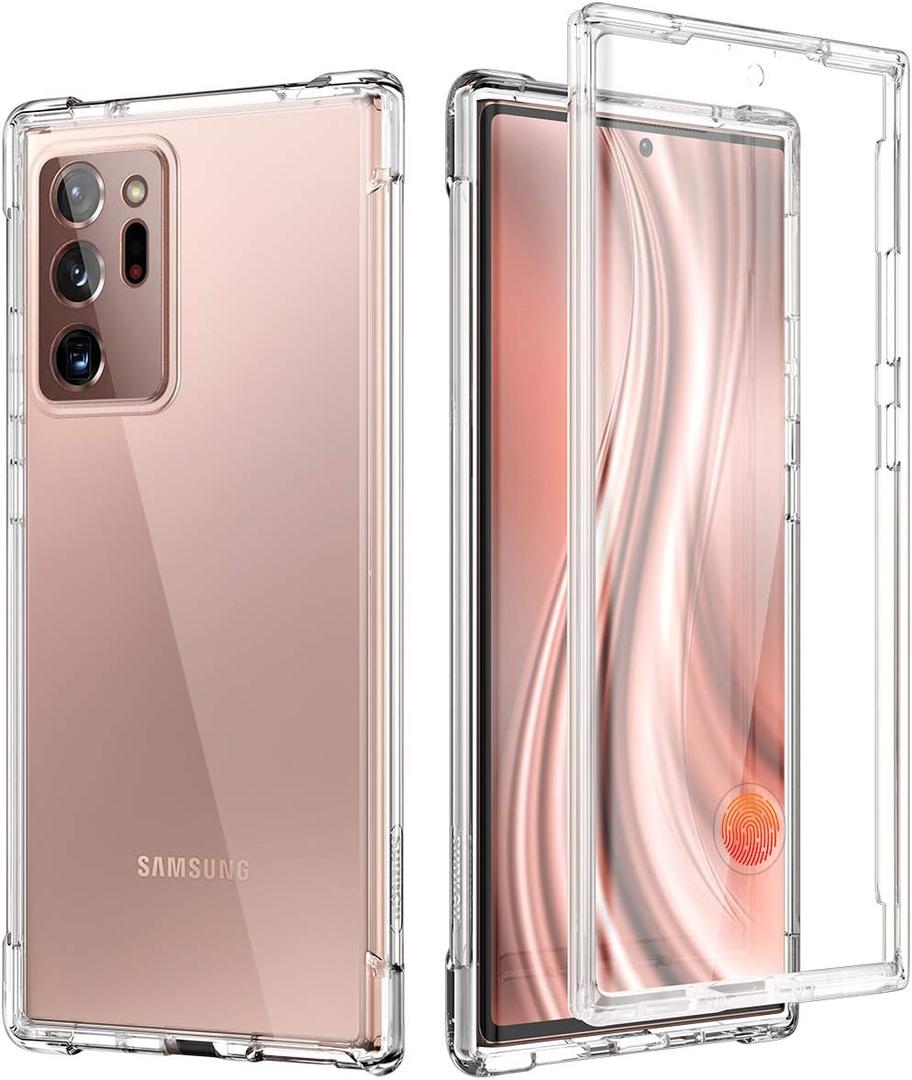 SURITCH Clear Case for Samsung Galaxy Note 20 Ultra (Only) 6.9-inch, [Built-in Screen Protector] Full Body Protection Bumper Shockproof Rugged Protective Phone Cover for 20 Ultra -(Clear)