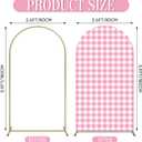 Tingjoo Arch Backdrop for Baby Shower Mexican Talavera Wedding Party Stretchy Arch Stand Cover Double Side Banner Baptisms Birthday Decoration Props Only Cover (Pink Plaid,2.6x5.9ft)