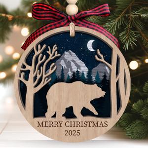 2 x TUMSHANIP Bear Ornaments - Bear Ornaments for Christmas Tree - Gifts for Bears Lovers, Women, Men - Bears Christmas Ornament - Wood Ornament 2025