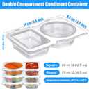 20-Pack Reusable 2-Compartment Snack and Sauce Containers, Portable Double Condiment Plastic Containers with Lids for Home, Lunch, Camping