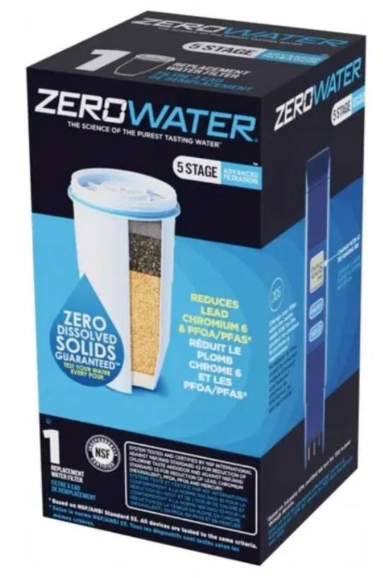 Culligan ZeroWater Official Replacement Filter - 5-Stage 0 TDS Filter Replacement - System IAPMO Certified to Reduce Lead, Chromium, and PFOA/PFOS