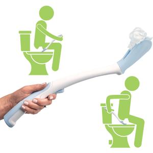 Juvo Toilet Aid - Personal Bottom Wiping Tool, Bathroom Mobility Aid for Disabled, Elderly, and Surgery Recovery - 18" long wand with hygienic cover