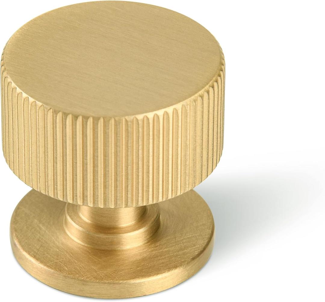 Brushed Gold Kitchen Cabinet Knob - Solid Brass Dresser Drawer Knob 5 Pack, Modern Furniture Handles for Bathroom Bedroom Closet Wardrobe,Furniture Hardware pulls