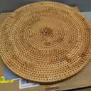 Round Rattan Serving Tray with Handles, Hand Woven Basket, Home Decor Organizer Tray for Breakfast, Tea, Snack, Fruit, Coffee,Storage