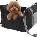 Amazon Basics Dog Car Seat, Pet Booster for Small-Medium Dogs with Leash & Washable Cover, Black