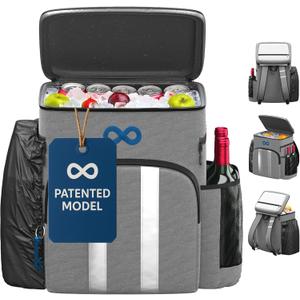 Everlasting Comfort Insulated Cooler Backpack - 54 Can, Leakproof Liner, Waterproof Zipper, Soft Backpack Cooler Bag for Men and Women - Beach, Picnic, Camping, Lunch (Gray)