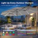 SUPERJARE 15ft Large Patio Umbrella with Base included, Double Sided Outdoor Umbrella with Solar Lights, Pool Umbrella with Fade Resistant Canopy for Deck, Porch, Yard, Balcony, Grey