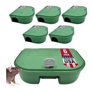 Exterminators Choice - 6 Pack Rat Bait Station Boxes with 1 Key - Heavy Duty Mouse Trap Poison Holder - Great for Catching Rats and Mice - Pest Control - Durable and Discreet