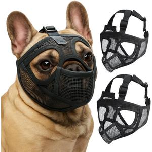 2 Pcs Short Snout Dog Muzzle for French Bulldog Muzzle Soft Mesh for English Bulldog Shih Tzu Pug Small Dogs Design Prevent Biting Eating and Barking Easy to Drink Groom and Feed[S]