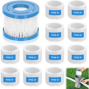 Type VI Hot Tub Filters Cartridge, 12 Pack Spa Filters Swimming Pool Pump Filter Compatible with Best-wayy, Efficient Filtration & Keep The Water Clean