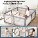 Baby Playpen Portable, Pre-Assembled Play Pen 71x79 Large Foldable Playpen for Babies and Toddlers, Sturdy and Safe Toddler Play Yard Indoor Outdoor with Carry Bag,Light Grey