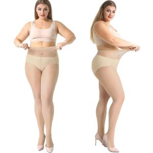 MANZI 4 Pairs Plus Size Pantyhose for Women 20 Denier Sheer Stocking (XL)