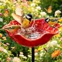 Handmade Metal Flower Garden Stake Bird Bath - Bee Bath for Garden with Pollinator Watering Station, Bee Water Feeder with Flower Design for Outdoor Yard Art Decoration Garden Decor Gift (1pc)