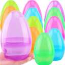 12 Pcs 8 Inch Jumbo Easter Eggs Giant Fillable Easter Eggs Large Translucent Fillable Plastic Easter Eggs for Easter Egg Hunt Party Favors Toys, 6 Colors