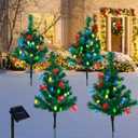 Solar Christmas Tree Lights Outdoor, Christmas Decorations with 8 Lighting Modes 80pcs Multi-Color Strawberry Led Lights, Waterproof Christmas Tree Lights for Outside Pathway Yard Proch Garden Decor
