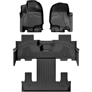 Floor Mats for 2018-2025 Ford Expedition/Expedition Max/Expedition Limited, with 2nd Row Bucket Seat, All Weather Protection Mat Includes 1st and 2nd 3rd Row Liner Black