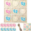 Geetery Gender Reveal Table Board Game Wooden Gender Reveal Board with 10 Game Chips 1 Twine and 1 Support Easel Funny Baby Shower Ideas for Boy or Girl Party Supplies Baby Table Decor (Footprint), 11.81 x 11.81 x 0.39 inches
