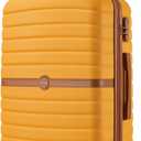 Kono Expandable 24 Inch Luggage with Spinner Wheels, Medium Checked Luggage with Lock, Lightweight & Anti-Scratch PC+ABS Hardshell Travel Suitcase, Yellow/Brown