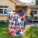 Patriotic 4th of July Garden Flag 12x18 Inch Double Sided Burlap Outside God Bless America Memorial Day Flags Red and Blue Stars Small Yard Outdoor Decoration