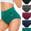 Women's Underwear High Waisted Ladies Cotton Panties Breathable Stretch Full Coverage Postpartum Brief 5Pack (Medium, (5 Pack) Black/Red/Gray/Green/Blue)