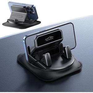 360 Degree Rotation Dashboard Phone Holder for Car, Anti-Slip Grips & One-Hand Operation Car Cell Phone Mount with Adjustable Spring Clip, Compatible with iPhone Samsung All Smartphones