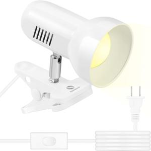 RONG&LAN LED Metal Clip On Light Clip on Lamp for Desk, 360 Adjustable Clamp Reading Light for Bed, Eye-Friendly Book Night Light for Desk Bed Table Dorm Room Bedroom Office Reading SUN-86 White