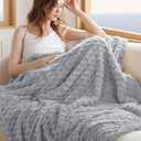Bedsure Light Grey Throw Blanket for Couch - 350GSM Fluffy Plush Bubble Blanket for Bed Home Room Decor, GentleSoft Cute Fleece Soft Cozy Gifts for Women Girls, 50x60 Inches