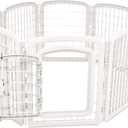 Amazon Basics 8-Panel Octagonal Plastic Pet Pen Fence Enclosure With Gate, 59 x 58 x 28 Inches, White