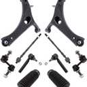 TRQ Front Steering & Suspension Kit Control Arm with Ball Joint Steering Rack & Pinion Bellow Sway Bar Stabilizer Link Tie Rod Compatible with 2010-2013 Subaru Legacy