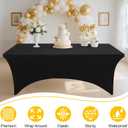 Smiry 10 Pack Spandex Table Cloth 8FT, Elastic Fitted Stretch Tablecloths, Washable and Wrinkle Free Rectangular Patio Table Cover for Outdoor, Wedding, Banquet & Parties (Black, 96Lx30Wx30H Inch)