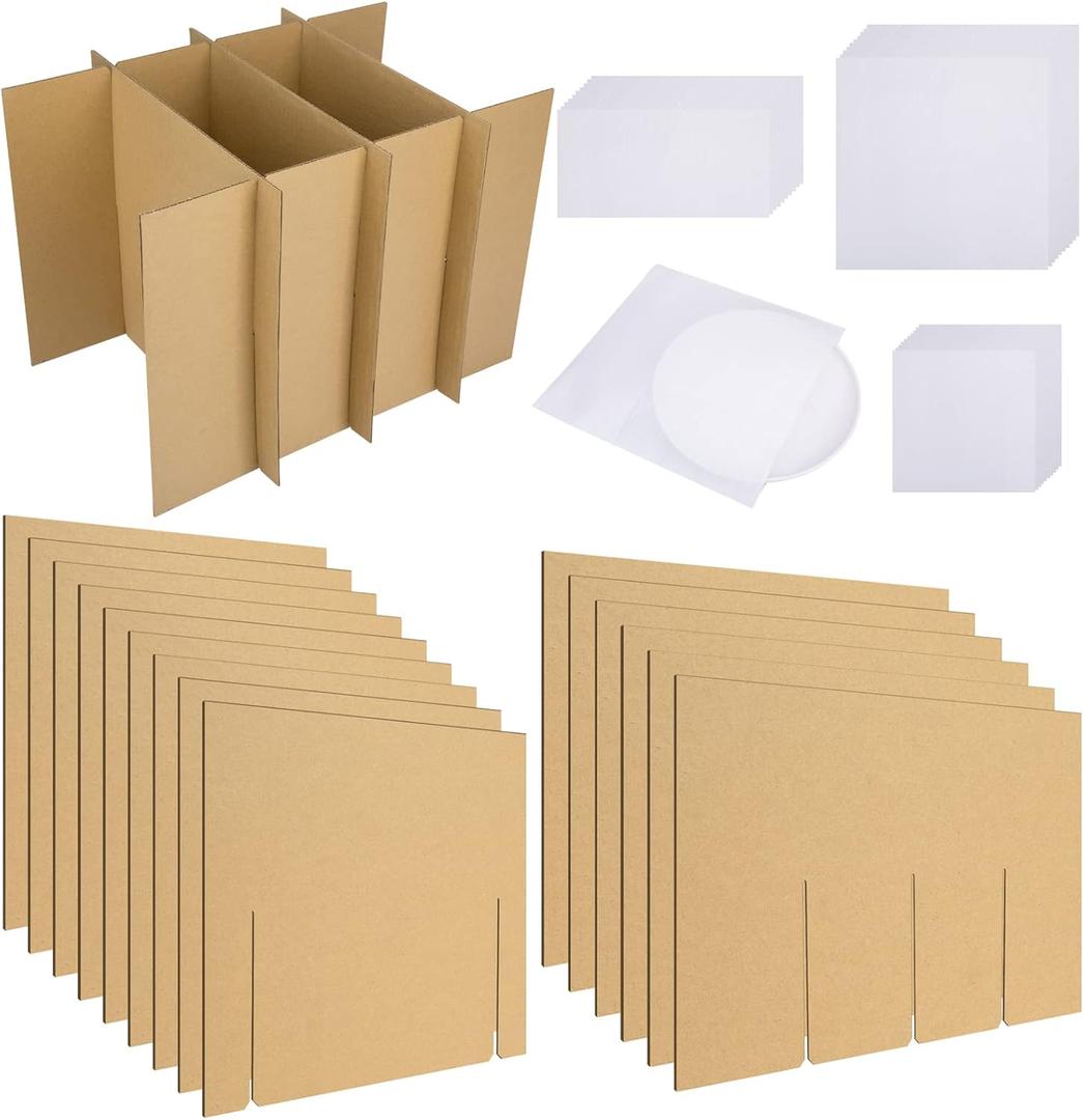 4 Sets Dish Packing Kit,Glass Dividers for Moving Boxes,Kitchen Dish Pack Kit with 30 pcs Foam Pouches Fits in 16x12x12" Box for Packing Shipping(Box Not Included) (4 Sets)