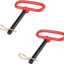 5/8" Trailer Pins Red Handle Hitch Pin with Clip Tractor Pins Tow Dolly Hitch Clevis Pin 5/8X5-1/2 ,2PCS