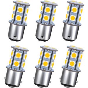 GRV Ba15d 1142 1076 13-5050SMD Warm White LED Bulb AC/DC12V-24V RV Light Bulbs Interior, Replacement for 12Volt Turn Single Light Bulb,Travel Trailer, Boat Lights, Camper Light Bulbs (Pack of 6)