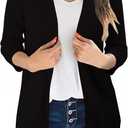 CRAZY GRID Women's Casual Cardigans with Pockets Lightweight Open Front Cardigan Sweaters Dressy Knit Outfits Plain Color (Black, M)