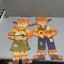 Shellwei 2 Pcs Thanksgiving Scarecrow Door Decor Fall Porch Sign Decoration Fall Wreath for Front Door Scarecrow Hanging Sign Thanksgiving Decor for Autumn Harvest Party Home Porch Wall Indoor Outdoor