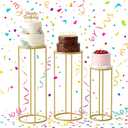 Urban Deco 3Pcs Cylinder Stands for Party, Round Pedestal Stand for Parties with Removable Acrylic Tops, Gold Metal Cake Stands, Cilindros para Fiestas for Birthday Party Wedding Baby Shower Decor