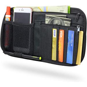 Car Sun Visor Organizer, Vehicle Visor Storage Pouch, Auto CD and Glasses Holder, Interior Car Accessories for Credit Card and Registration Document, Fits Most Cars, SUVs, Jeeps, Trucks (Black)