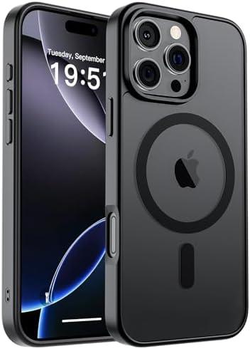 SUPFINE Magnetic for iPhone 16 Pro Case (Compatible with MagSafe) (Military Grade Drop Protection) Translucent Matte Shockproof with Anti-Fingerprint Phone Cover,Black