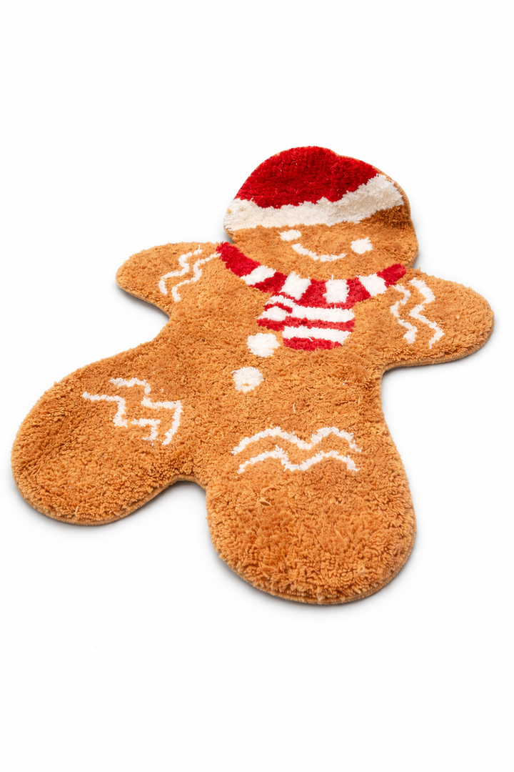 Feblilac Gingerbread Bath Mat, Cute Soft Bathroom Mats, Fun Water Absorbent Non-Slip Bathroom Mat, Machine Washable