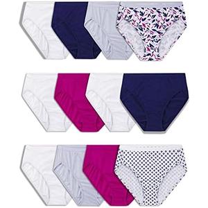 Fruit of the Loom Women's Eversoft Cotton Underwear Multipacks, Tag Free & Breathable, 12 Pack Size 7