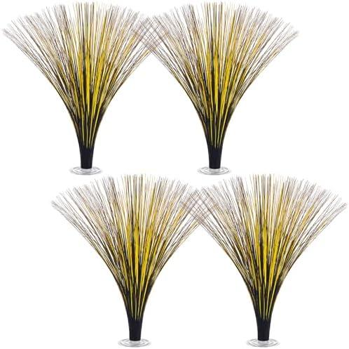Colingmill 4 Pcs Plastic Metallic Black and Gold Spray Centerpieces for Birthday Table Decorations for Celebration Wedding Anniversary Holiday Party Supplies Happy New Year Decorations, 15.75"